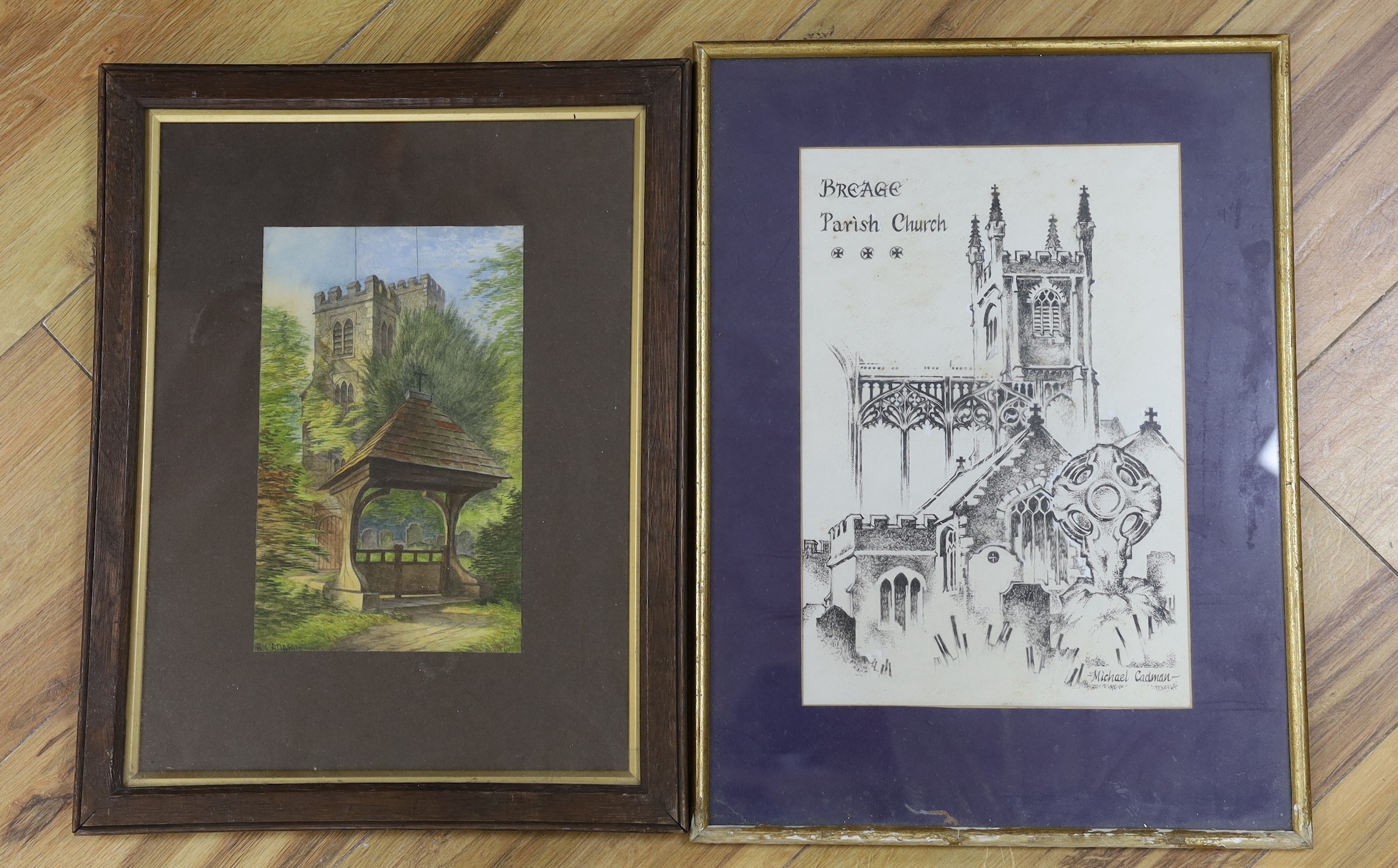 Michael Lawrence Cadman (1920-2010), five oils on board, Landscapes and figure studies, unfinished sketches, together with two watercolours and a pastel portrait, largest 51 x 41cm, mostly unframed